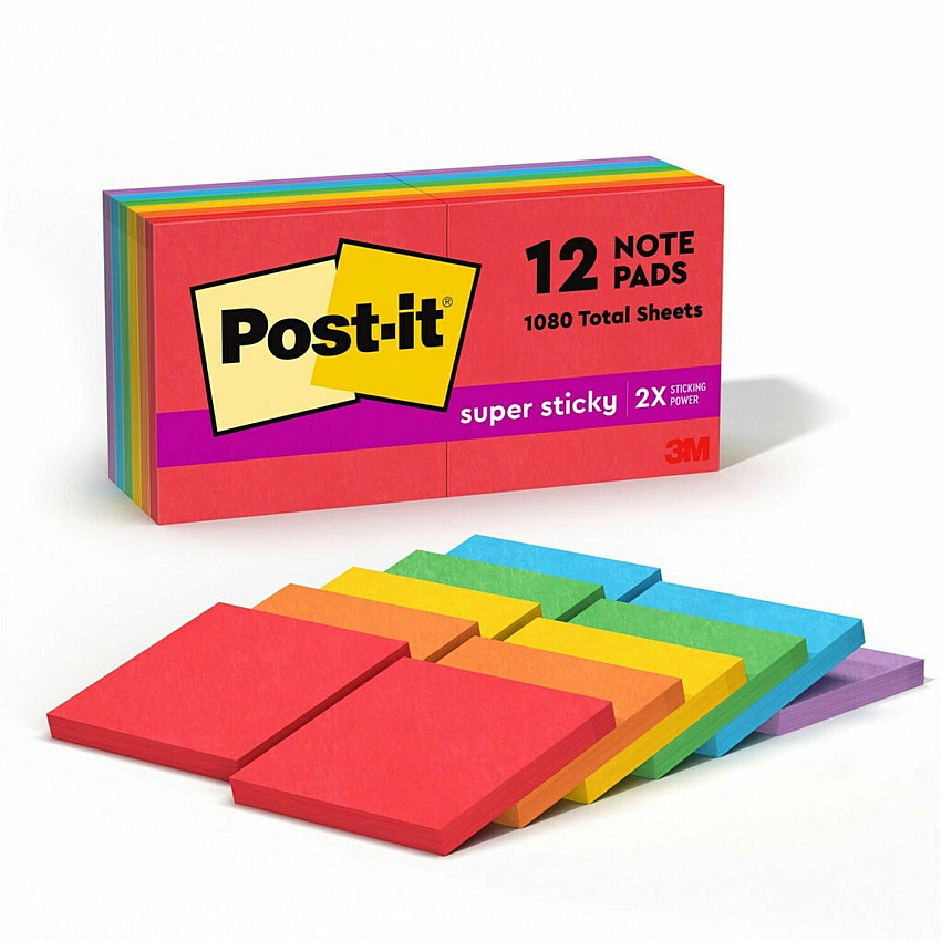 Post-it Super Sticky Notes - Playful Primaries Color Collection (MMM65412SSAN)
