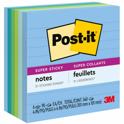 Post-it Super Sticky Lined Notes - Oasis Color Collection (6756SST)