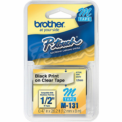 Brother P-touch System 1/2" Black on Clear M Tape (M131)