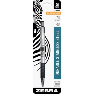 Zebra STEEL 3 Series G-301 Retractable Gel Pen (41311)