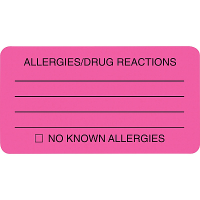 Tabbies ALLERY/DRUG REACTIONS Alert Labels (TAB01730)