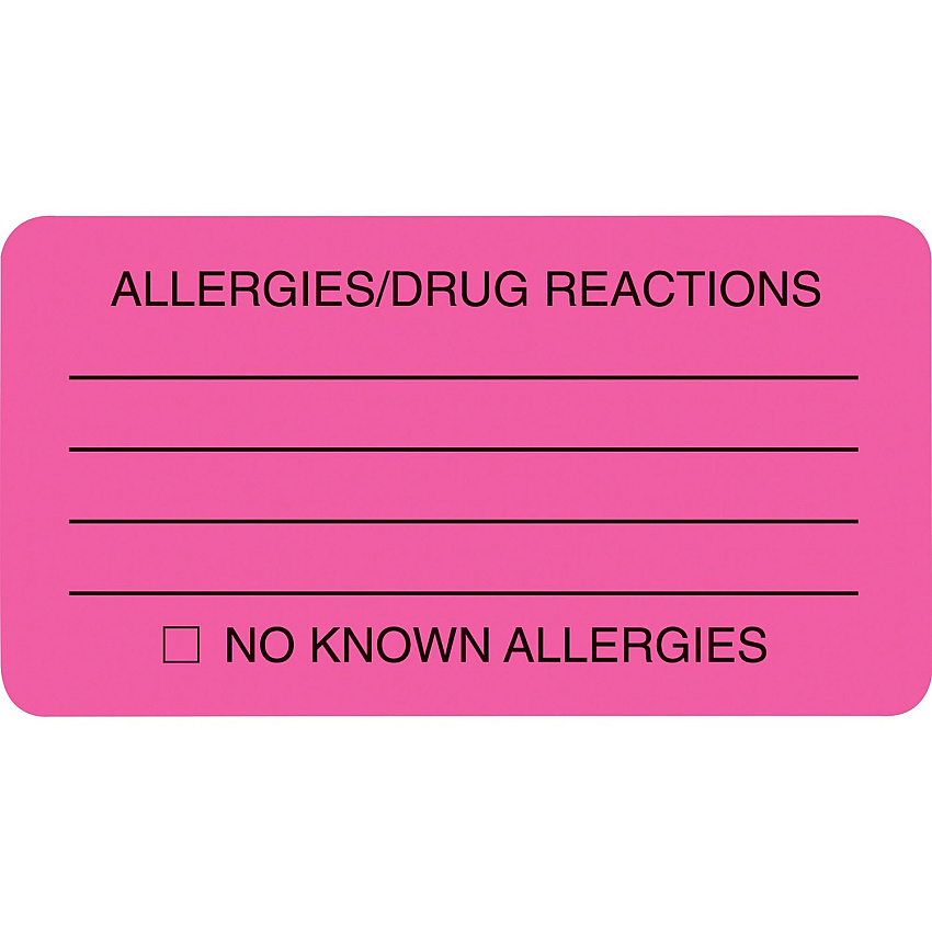 Tabbies ALLERY/DRUG REACTIONS Alert Labels (TAB01730)