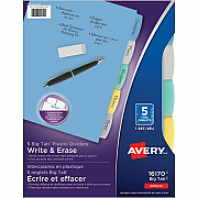 Avery Big Tab Write & Erase Plastic Dividers, 5 tabs, 1 set (AVE16170)