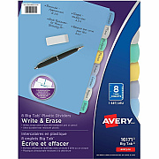 Avery Big Tab Write & Erase Plastic Dividers, 8 tabs, 1 set (AVE16171)
