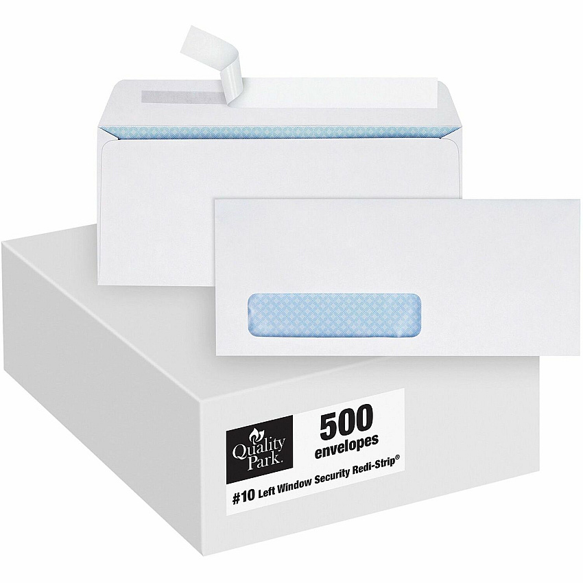 Quality Park No. 10 Window Security Tinted Envelopes with a Self-Seal Closure (QUA69222)