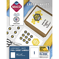 MACO White Laser/Ink Jet Full Sheet Label (MACML0100)