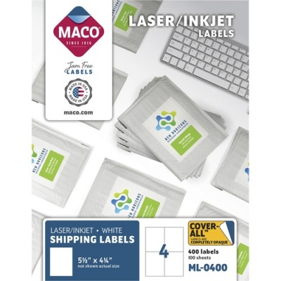 MACO White Laser/Ink Jet Shipping Label (ML0400)