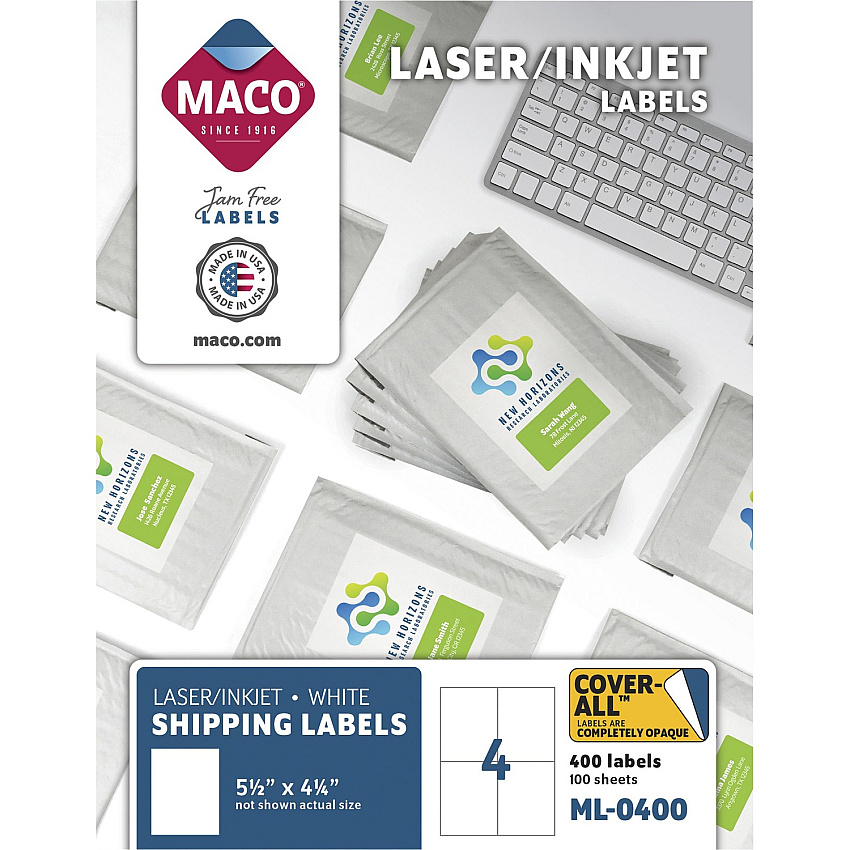 MACO White Laser/Ink Jet Shipping Label (MACML0400)