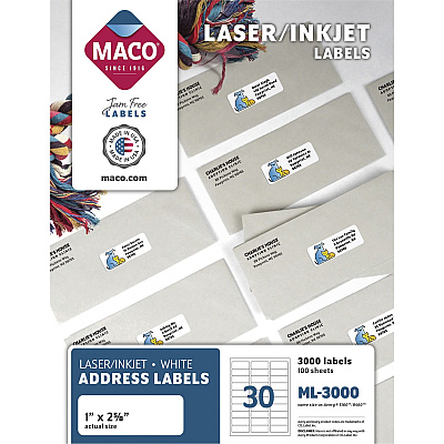 MACO White Laser/Ink Jet Address Label (MACML3000)