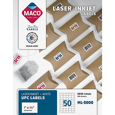 MACO Laser/Ink Jet White UPC Labels (MACML5000)