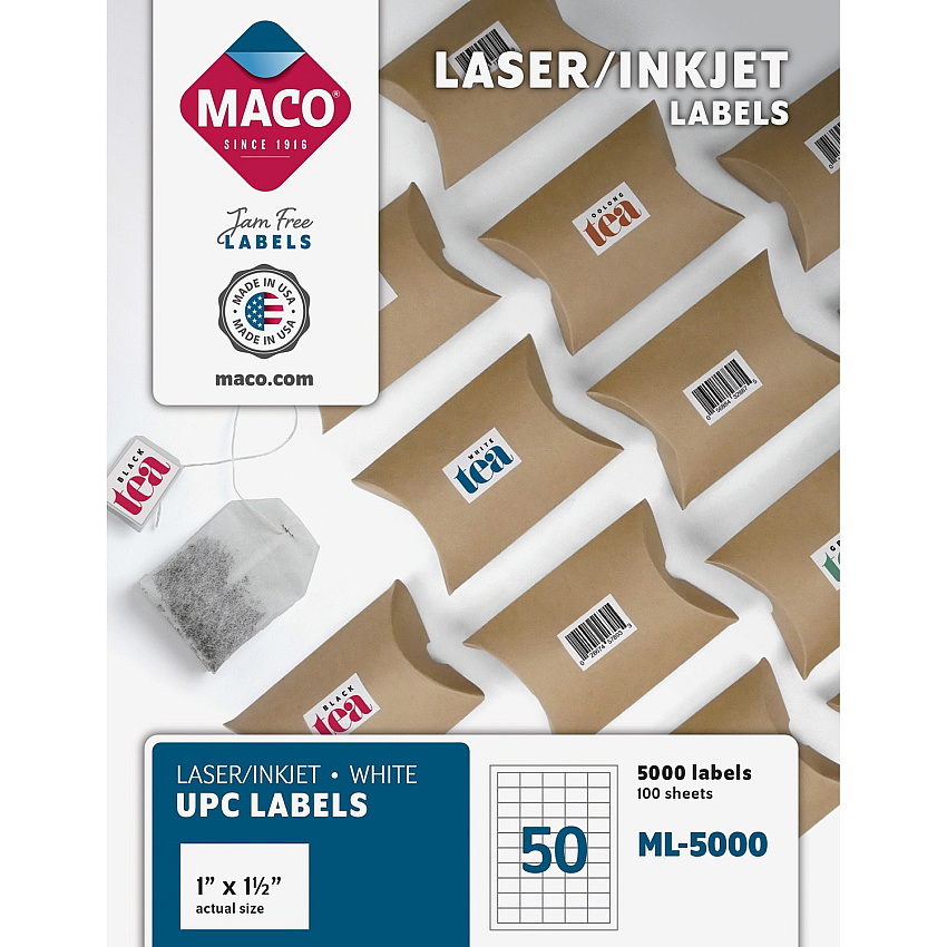 MACO Laser/Ink Jet White UPC Labels (MACML5000)