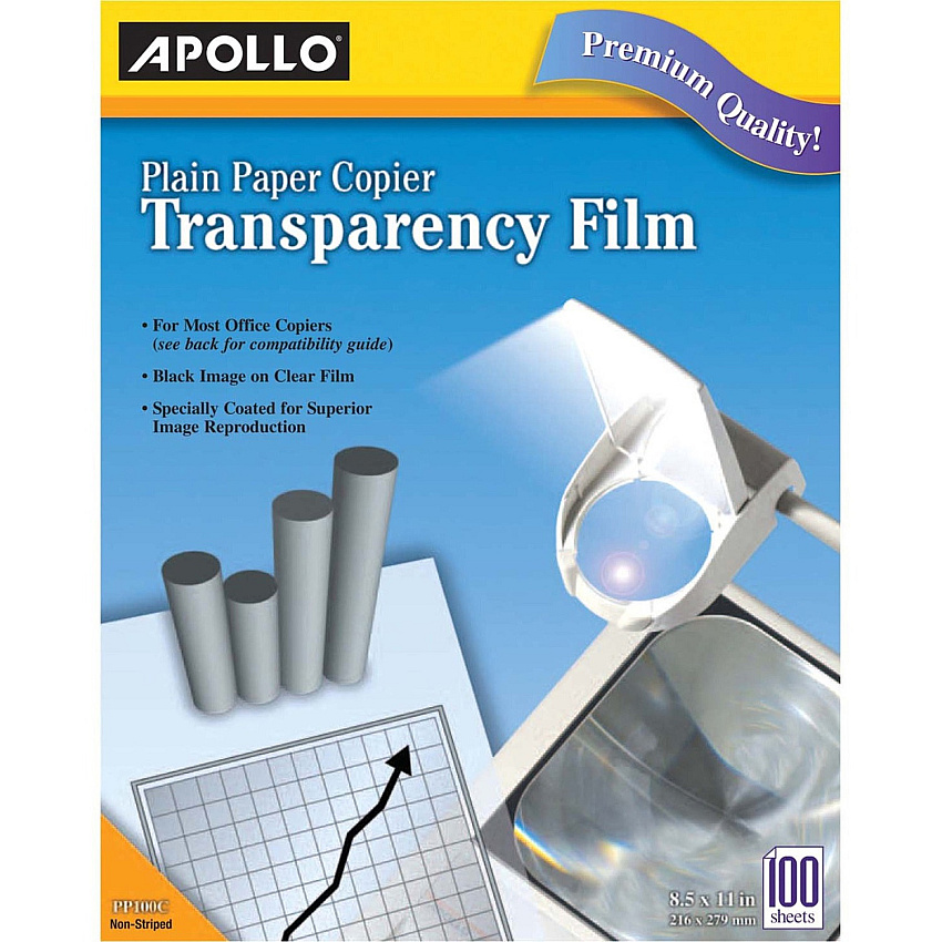 Apollo Plain Paper Copier Transparency Film (APOPP100C)