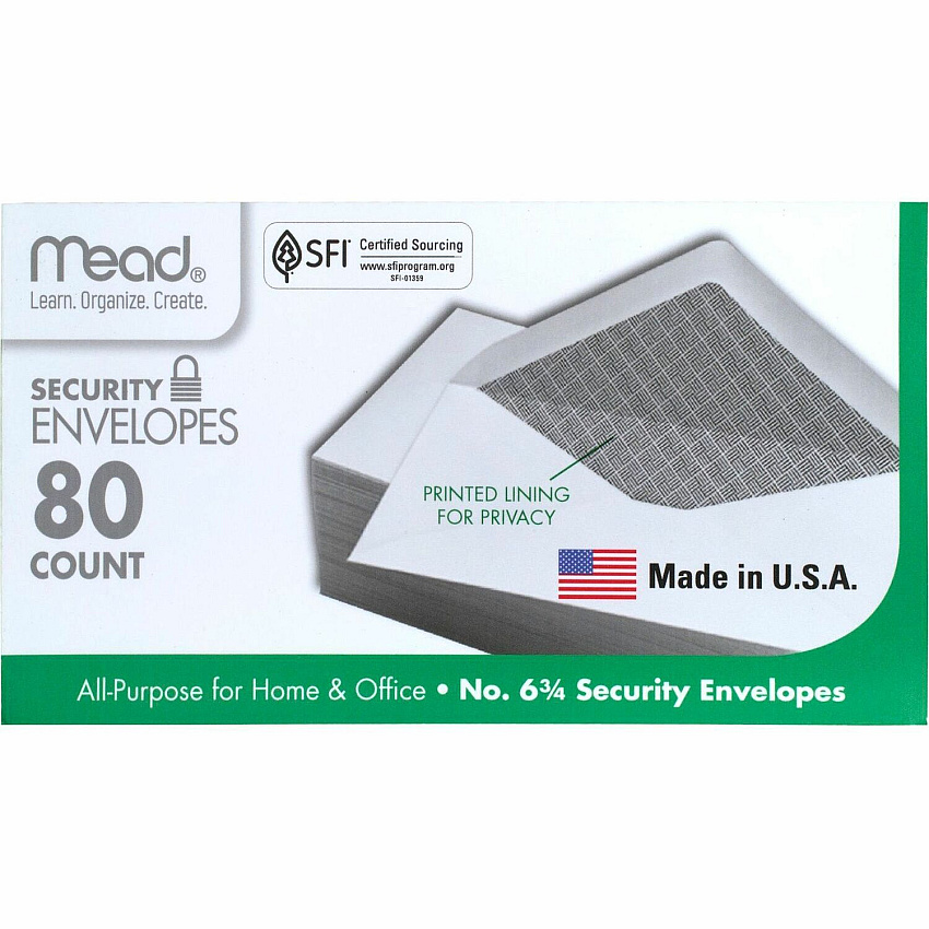 Mead White Security Envelopes (MEA75212)