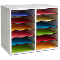 Safco Adjustable 12-Slot Wood Literature Organizer (SAF9420GR)