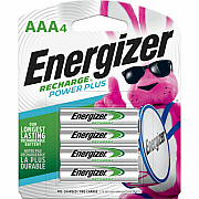 Energizer Recharge Power Plus Rechargeable AAA Batteries, 4 Pack (EVENH12BP4)