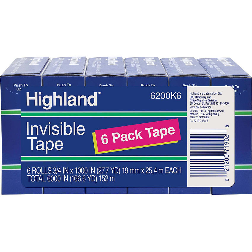 Highland 3/4"W Matte-finish Invisible Tape (MMM6200341000)