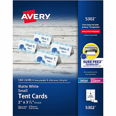Avery Place Cards, Two-Sided Printing, 2" x 3-1/2" , 160 Cards (AVE5302)