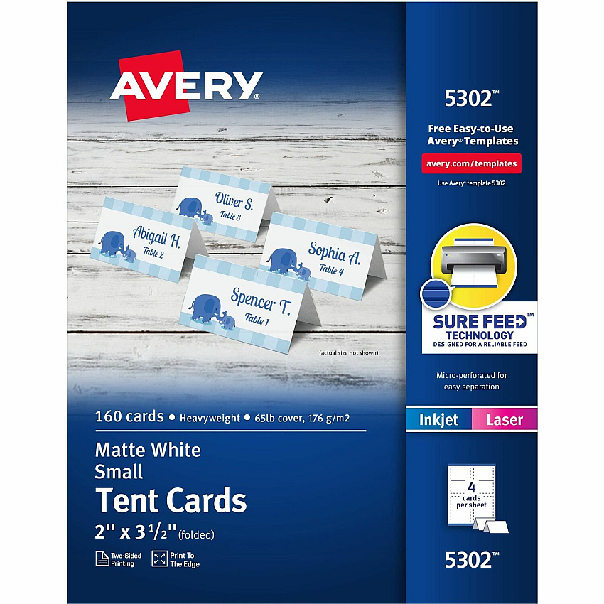 Avery Place Cards, Two-Sided Printing, 2" x 3-1/2" , 160 Cards (AVE5302)