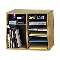 Safco Adjustable 12-Slot Wood Literature Organizer (SAF9420MO)