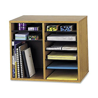 Safco Adjustable 12-Slot Wood Literature Organizer (SAF9420MO)