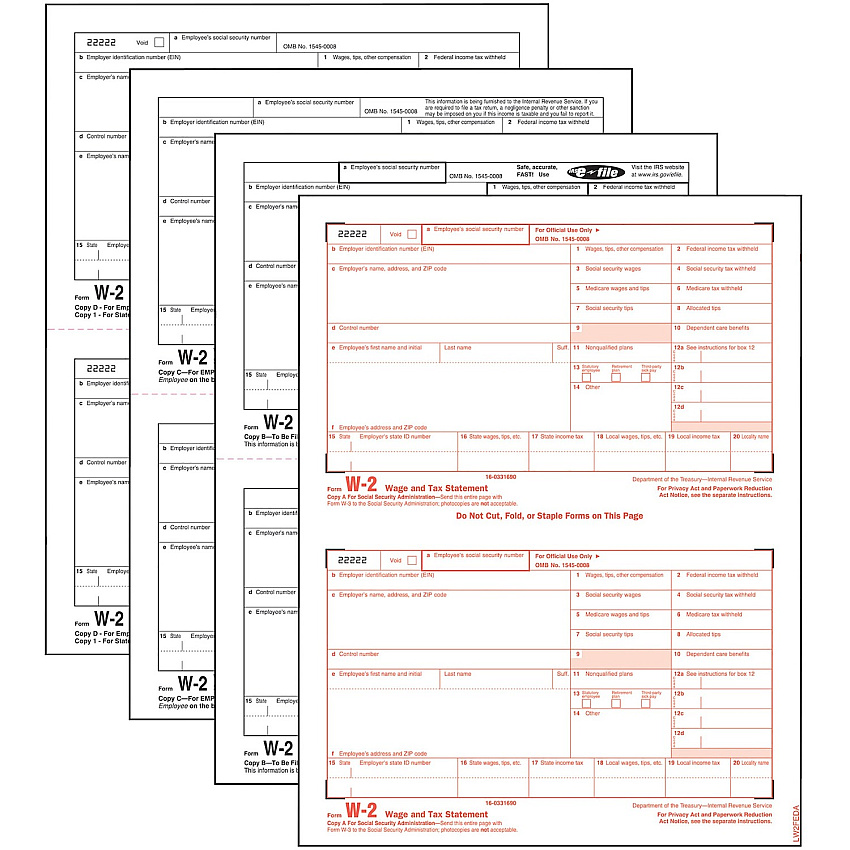TOPS Laser W-2 Forms Kits (TOP22990)