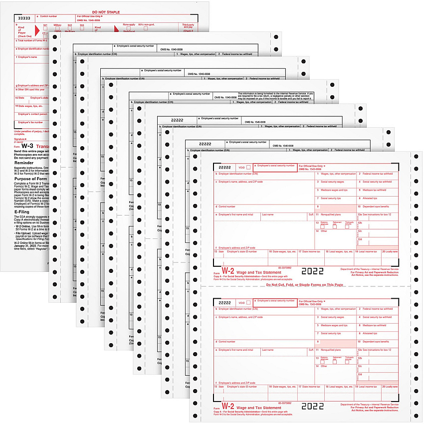 TOPS Carbonless Standard W-2 Tax Forms (TOP2206C)