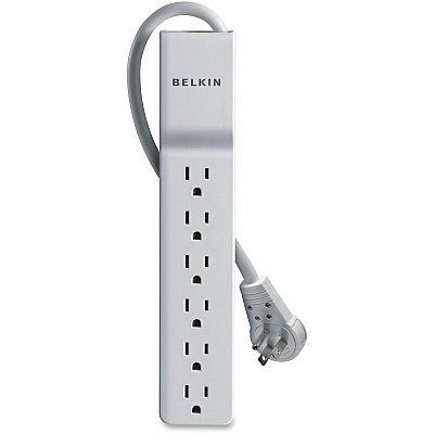 Belkin 6 Outlet Home/Office Surge Protector -Rotating plug - 8 foot cord - White -720 Joules (BE10600008R)