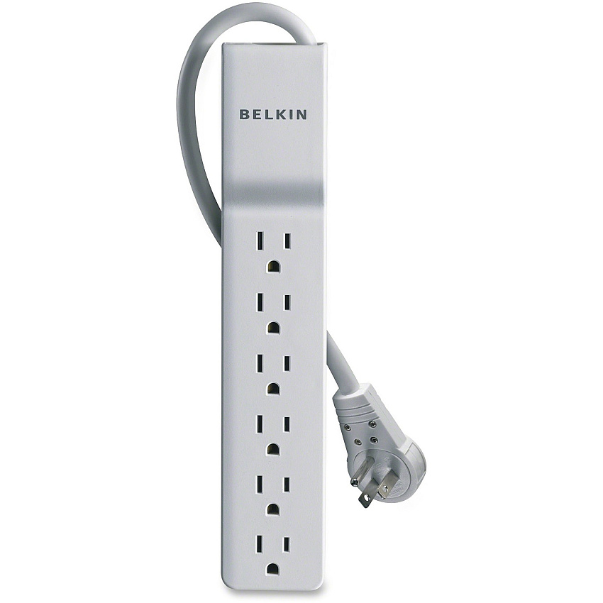 Belkin 6 Outlet Home/Office Surge Protector -Rotating plug - 8 foot cord - White -720 Joules (BE10600008R)