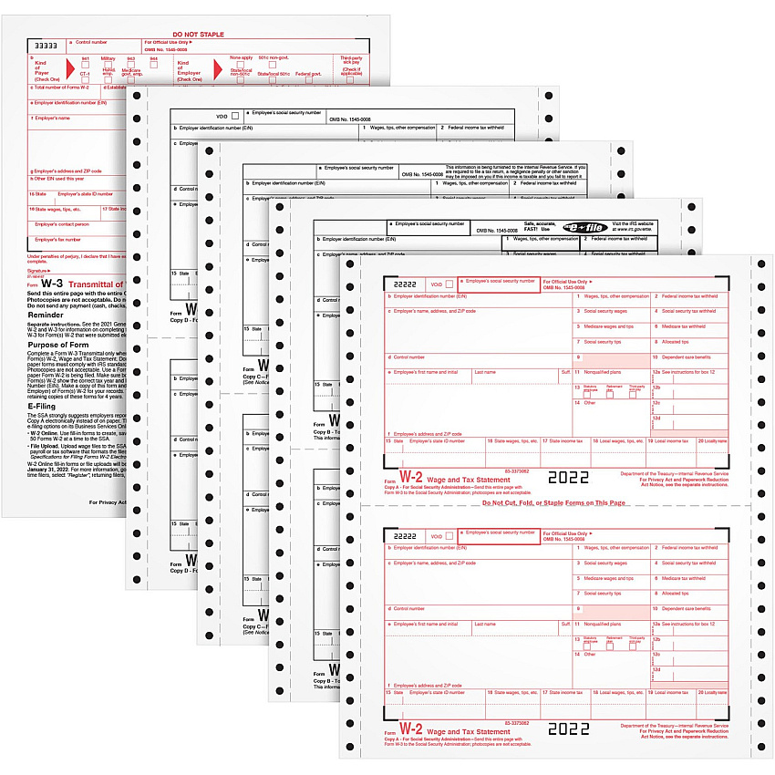 TOPS Carbonless Standard W-2 Tax Forms (TOP2204)