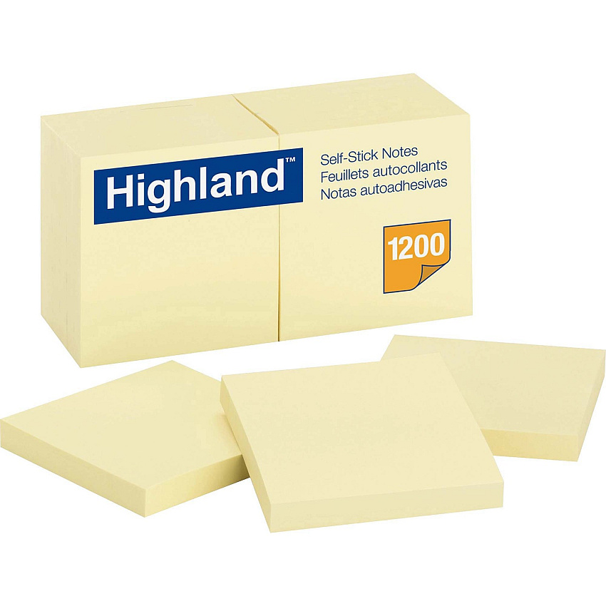 Highland Self-Sticking Notepads (MMM6549YW)