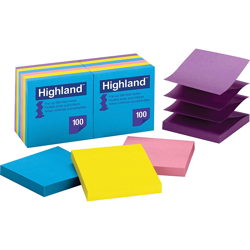 Highland Self-sticking Bright Pop-up Notepads (MMM6549PUB)