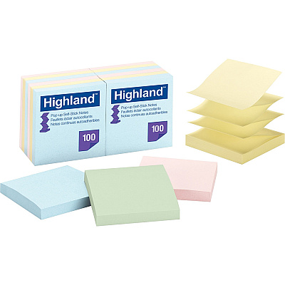 Highland Self-sticking Pastel Pop-up Notepads (MMM6549PUA)