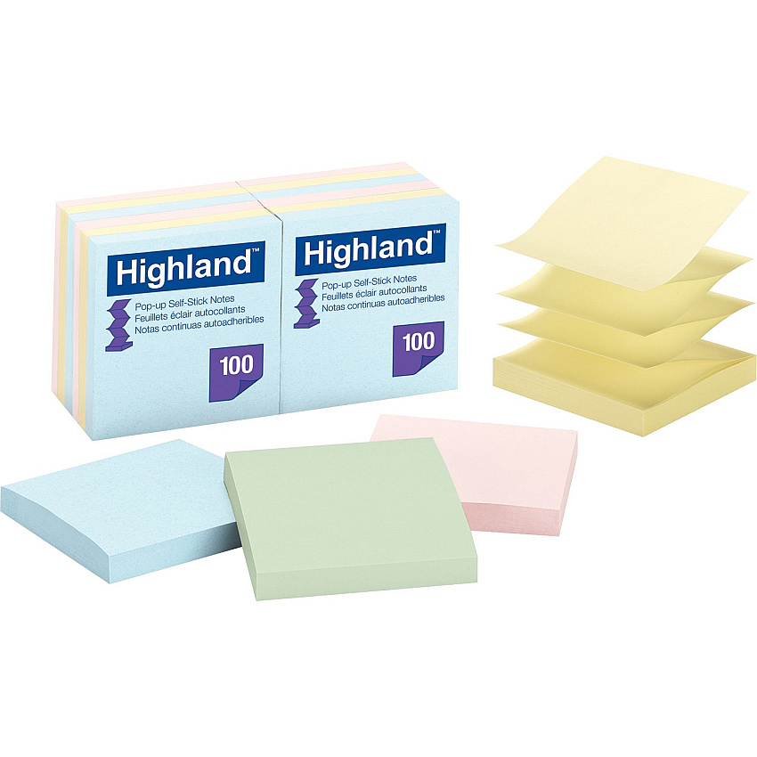 Highland Self-sticking Pastel Pop-up Notepads (MMM6549PUA)
