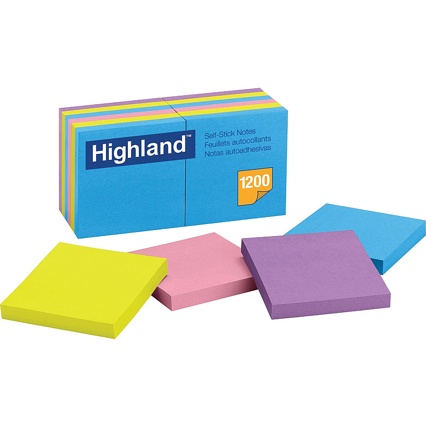 Highland Self-Sticking Notepads - Bright Colors (MMM6549B)