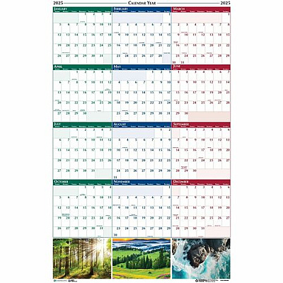 House of Doolittle Earthscapes Recycled Reversible/Erasable Yearly Wall Calendar, Nature Photos, 24 x 37, White Sheets, 12-Month (Jan-Dec): 2026 (393)