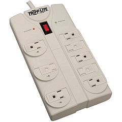Tripp Lite Protect It! 8-Outlet Surge Protector, 25 ft. Cord with Right-Angle Plug, 1440 Joules, Diagnostic LEDs, Light Gray Housing (TLP825)