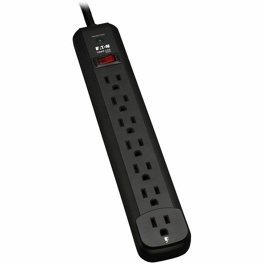 Eaton Tripp Lite Series Protect It! 7-Outlet Surge Protector, 12 ft. Cord, 1080 Joules, Diagnostic LED, Black Housing (TLP712B)