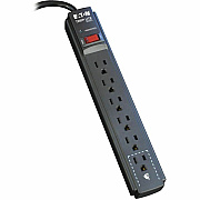 Eaton Tripp Lite Series Protect It! 6-Outlet Surge Protector, 6 ft. Cord, 790 Joules, Diagnostic LED, Black Housing (TLP606B)