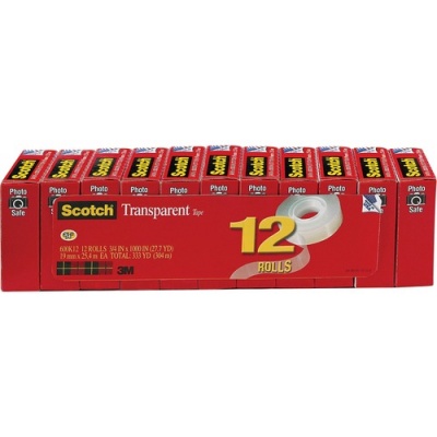 Scotch Transparent Tape - 3/4"W (600K12)