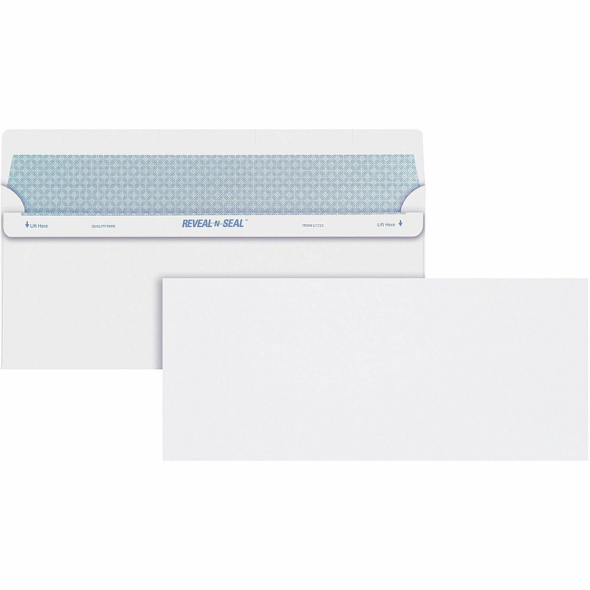 Quality Park No. 10 Security Tinted Business Envelopes with Reveal-N-Seal Self-Seal Closure (QUA67218)
