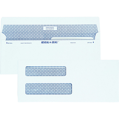 Quality Park No. 8 5/8 Double-Window Security Envelopes with Reveal-N-Seal Self-Seal Closure (QUA67539)