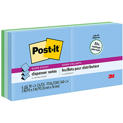 Post-it Super Sticky Dispenser Notes - Oasis Color Collection (MMMR3306SST)
