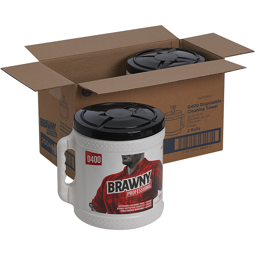 Brawny Professional D400 Disposable Cleaning Towels With Bucket (GPC20040)