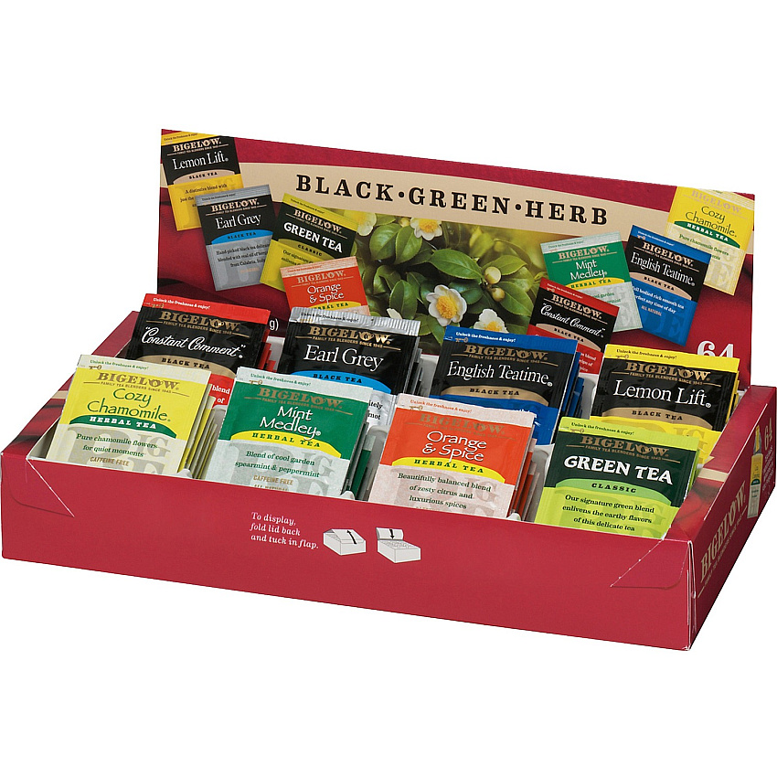 Bigelow Assorted Flavor Herbal Tea, Black Tea, Green Tea Bag (BTC10568)