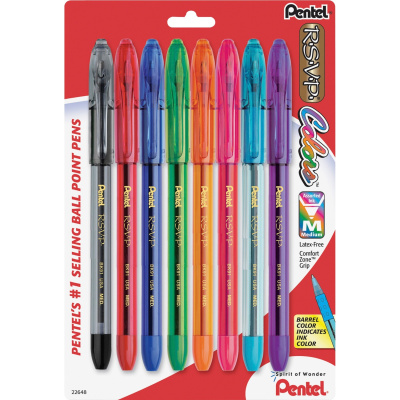 Pentel R.S.V.P. Multi Pack Stick Ballpoint Pens (PENBK91CRBP8M)