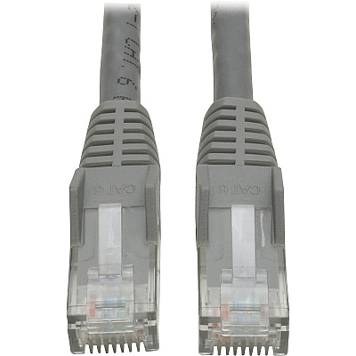Eaton Tripp Lite Series Cat6 Gigabit Snagless Molded (UTP) Ethernet Cable (RJ45 M/M), PoE, Gray, 1 ft. (0.31 m) (TRPN201001GY)