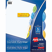 Avery Insertable Style Edge Plastic Dividers, 5 tabs, 1 set (AVE11200)