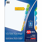 Avery Insertable Style Edge Plastic Dividers, 8 tabs, 1 set (AVE11201)