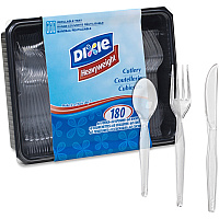 Dixie Heavyweight Disposable Forks, Knives & Teaspoons Keeper Pack Grab-N-Go by GP Pro (DXECH0180DX7)