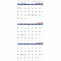 Brownline Three-Month Wall Calendar, 14 Months, December to January (C171128)